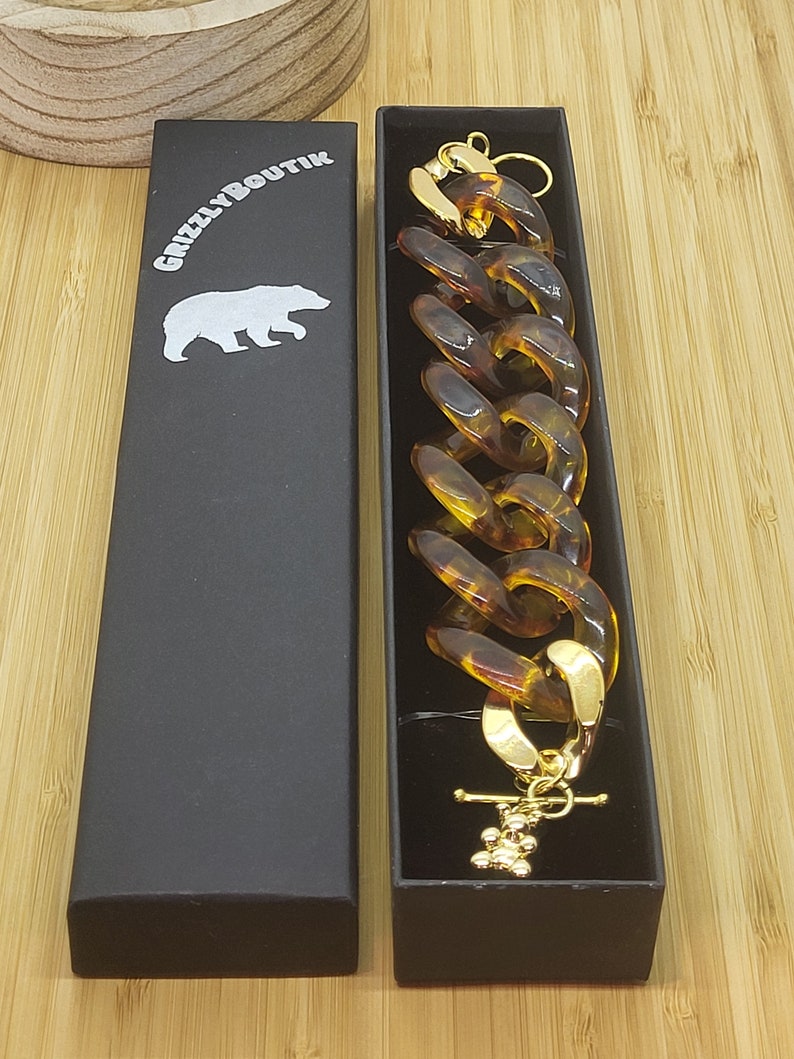 Bracelet grosses mailles acryliques XXL couleur savane tendance et très joli à porter image 7