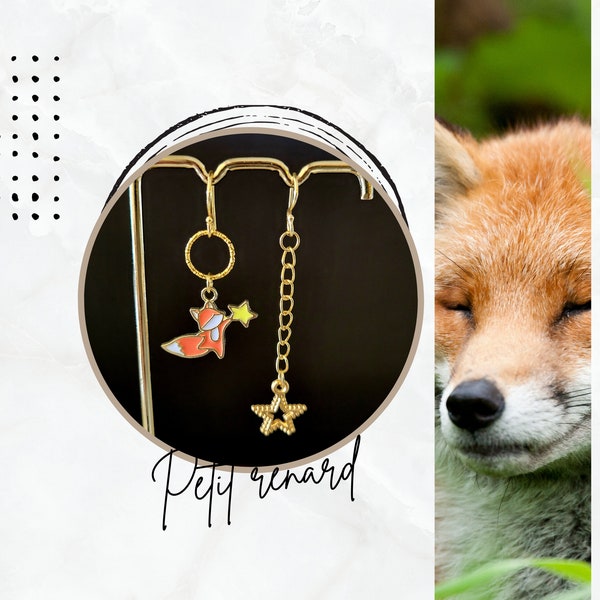 Boucles d'oreilles renard petit prince et étoile, boucles d'oreilles pendantes asymétriques, cadeau adulte ou enfant