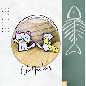 Fisherman cat pin of your choice, cat brooch, bag or clothing accessory