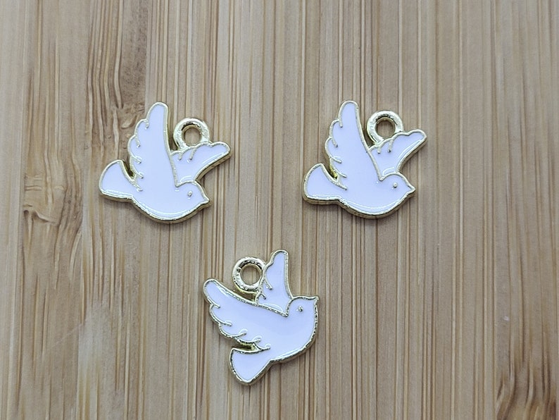 1 flat dove charm, baptism charm, wedding charm, guest gift image 2