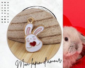 1 breloque plate lapin pour boucles d'oreilles, marqueurs de maille ou accessoire de couture, breloque pâques, happy easter