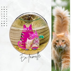 Funny cat family brooch, gift idea, cat jewelry