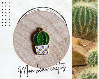 1 breloque plate cactus, breloque pour boucles d'oreilles, marqueur de maille