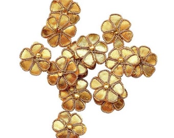 Pack of 10 Gota Patti Handwork Floral Appliques, Ethnic Embellishments