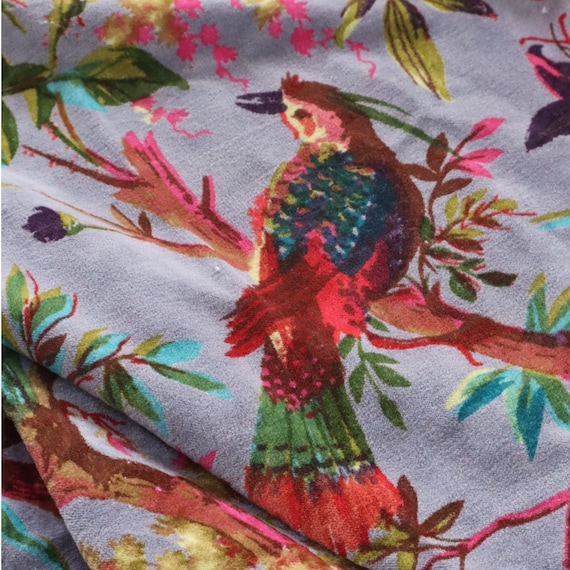 Tissu d'ameublement en velours imprimé à la main pour tissu d'abat