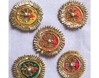 Gota Patti Appliques (10 pcs) - Indian Floral Embroidered Patches