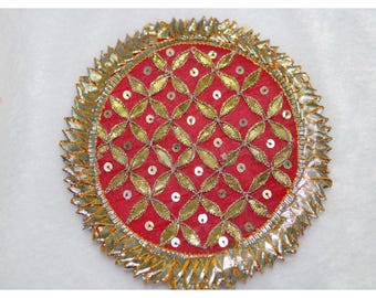 Gota Flower Patches (2 pcs), Golden Indian Motifs, 5.5 inch