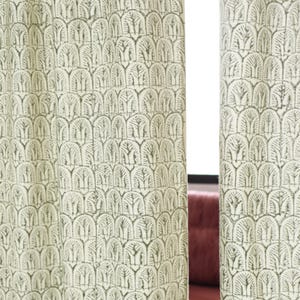 Modern Style block print curtain, minimalist printed semi-sheer cotton panels with back tab, custom drapes for the living room or bedroom