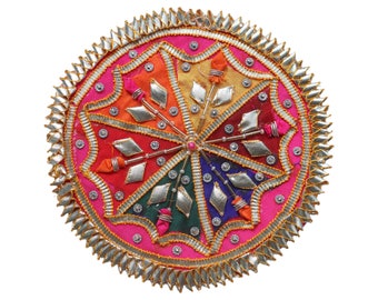 Gota Patti Embroidered Applique Patch, Bright Colors, 6 inch (5 pcs)