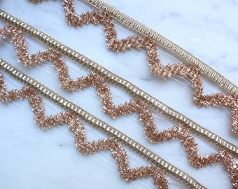 Metallic Sequin Fringe Trim, Indian Handwork, 1-Inch, 9 Yards