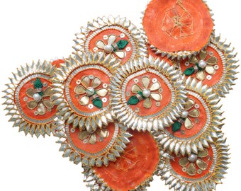 Floral Gota Applique Patches (5 pcs) – Indian Wedding Dress Embellishments