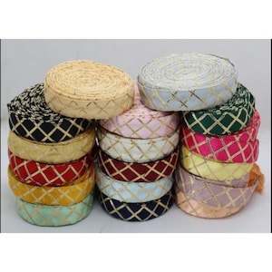 Cheques Gota rendas, Gota Trim, padrões indianos para vestidos de casamento, enfeites de costura, rendas, bolsas decorativas, fitas de 9 jardas