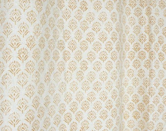 Minimalist block-printed cotton panels for Cafe Kitchen Curtains, Living Room Drape, valances—made to Order