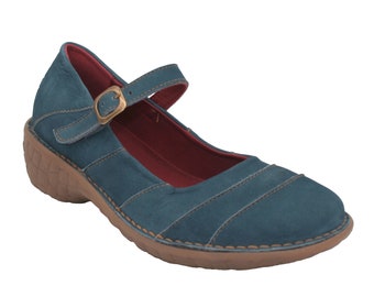 Oxygen Leather Mary Jane Keil-Schuh Rom-Blau