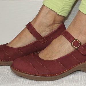 Chaussures compensées Mary Jane en cuir Oxygen Rome Bordeaux image 5