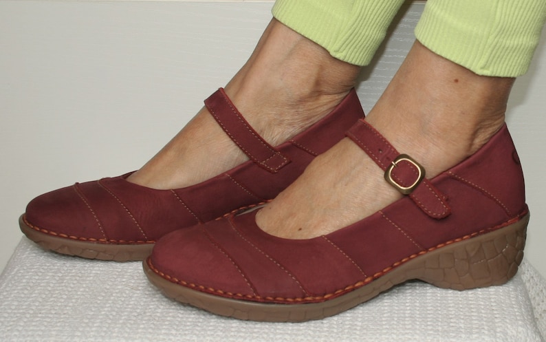 Chaussures compensées Mary Jane en cuir Oxygen Rome Bordeaux image 5