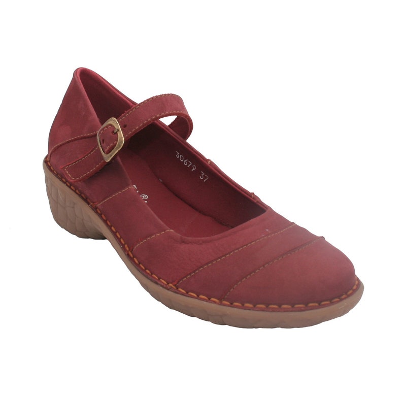 Chaussures compensées Mary Jane en cuir Oxygen Rome Bordeaux image 1