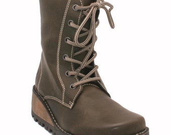 Oxygen Vegan Stitch Down Mid Calf Boot Nene Khaki