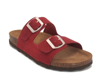 Oxygen Footbed Sandal Paris Suede Burgundy