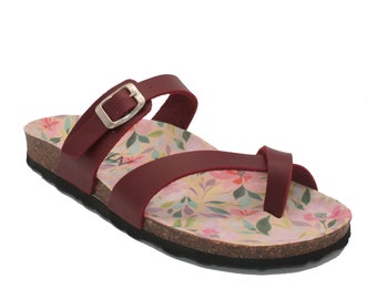 Oxygen Vegan Footbed Sandal Circe Burgundy