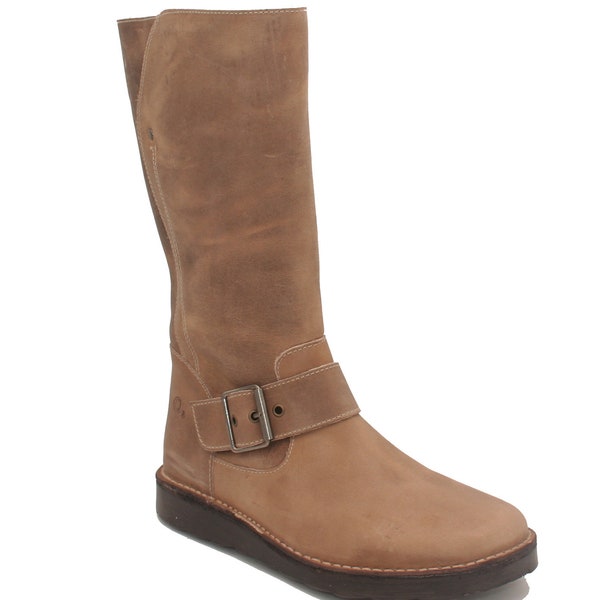 Oxygen Stitch Down Mid Calf Zip Up Boot Rhone Light Brown