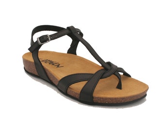 Oxygen Leather Footbed Sandal Aphrodite Black