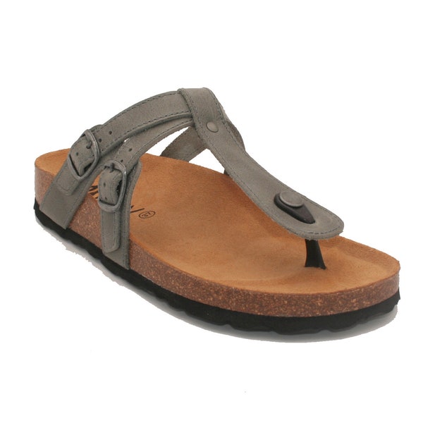 Oxygen Leather Footbed Sandal Jeans Blue