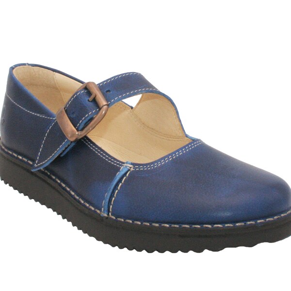 Oxygen Stitch Down Mary Jane Leather Shoe Bonn 2 Cobalt Blue