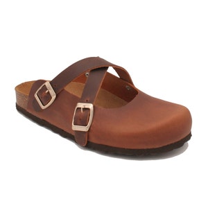 Oxygen Leather Footbed Clog London in Brown