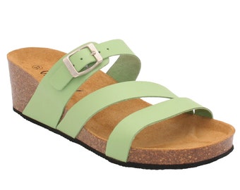 Oxygen Wedge Leather Footbed Sandal Alicante Lime