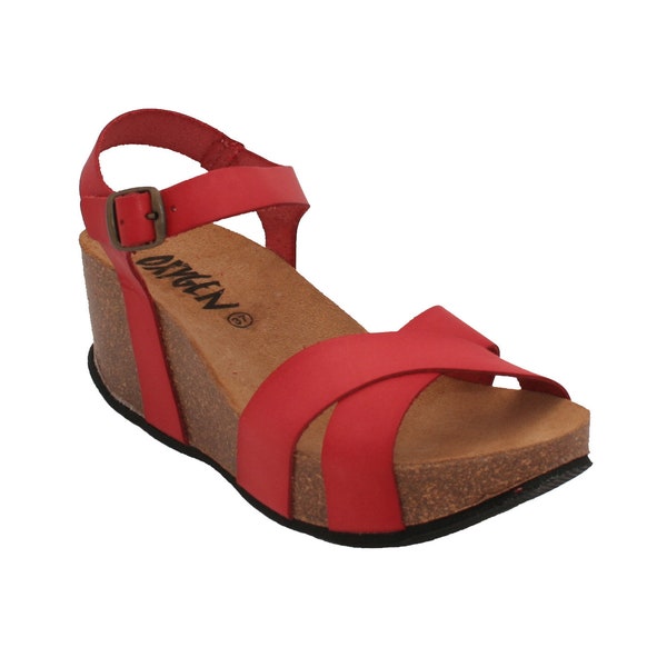 Oxygen Wedge Footbed Sandal Bilbao Red