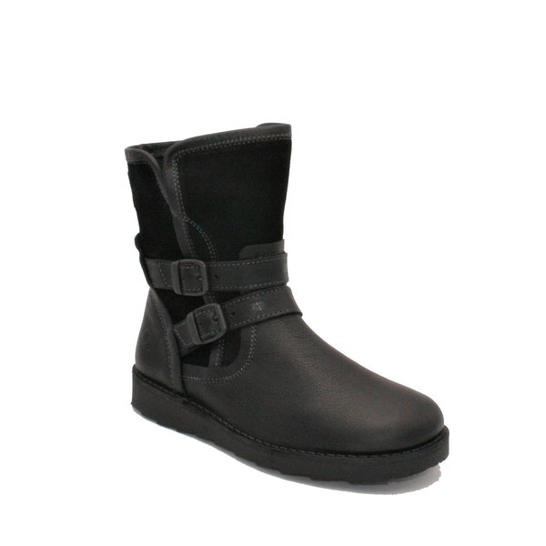 Oxygen Stitch Down Mid Calf Zip Up Boot Liffey Black