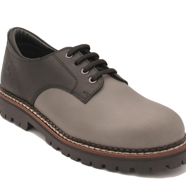 Oxygen Chunky Sole Two Tone Leather Shoe Ouse Black