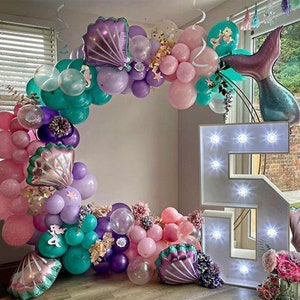 Mermaid Theme Latex Aluminum Foil Shell Fishtail Balloon Garland Set Birthday Party