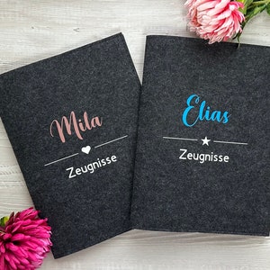 Personalized felt folder in gray| Gift | Certificate folder| Baptism folder| Photo folder| souvenir folder| Grandma| Mom| Dad | Family| Back to school