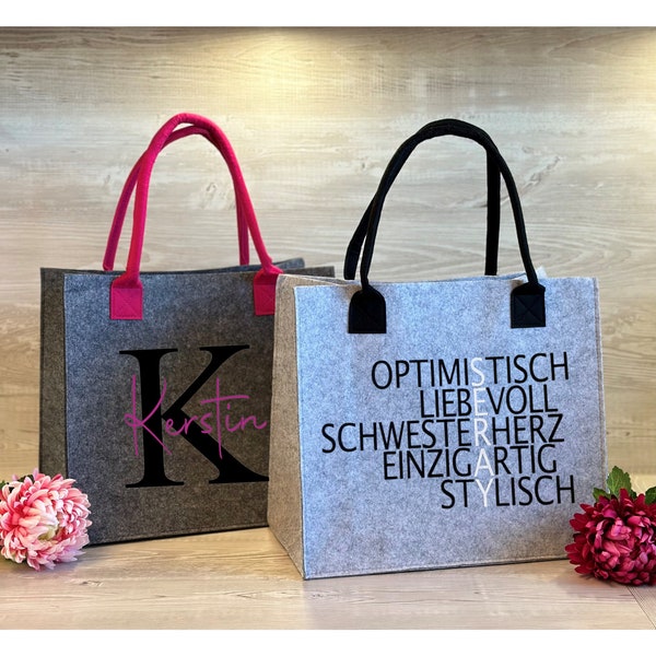 Personalisierte Filztasche Größe L