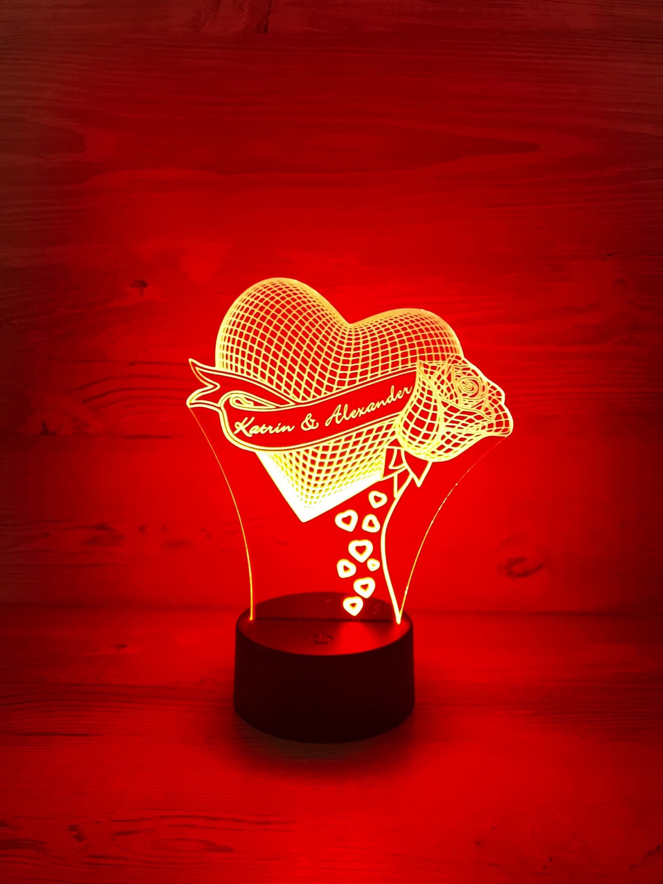 Acrylglasstehle schmal mit Holzsockel und LED Beleuchtung – Herzlich  Willkommen – Leuchtschild – Begrüßungsschild
