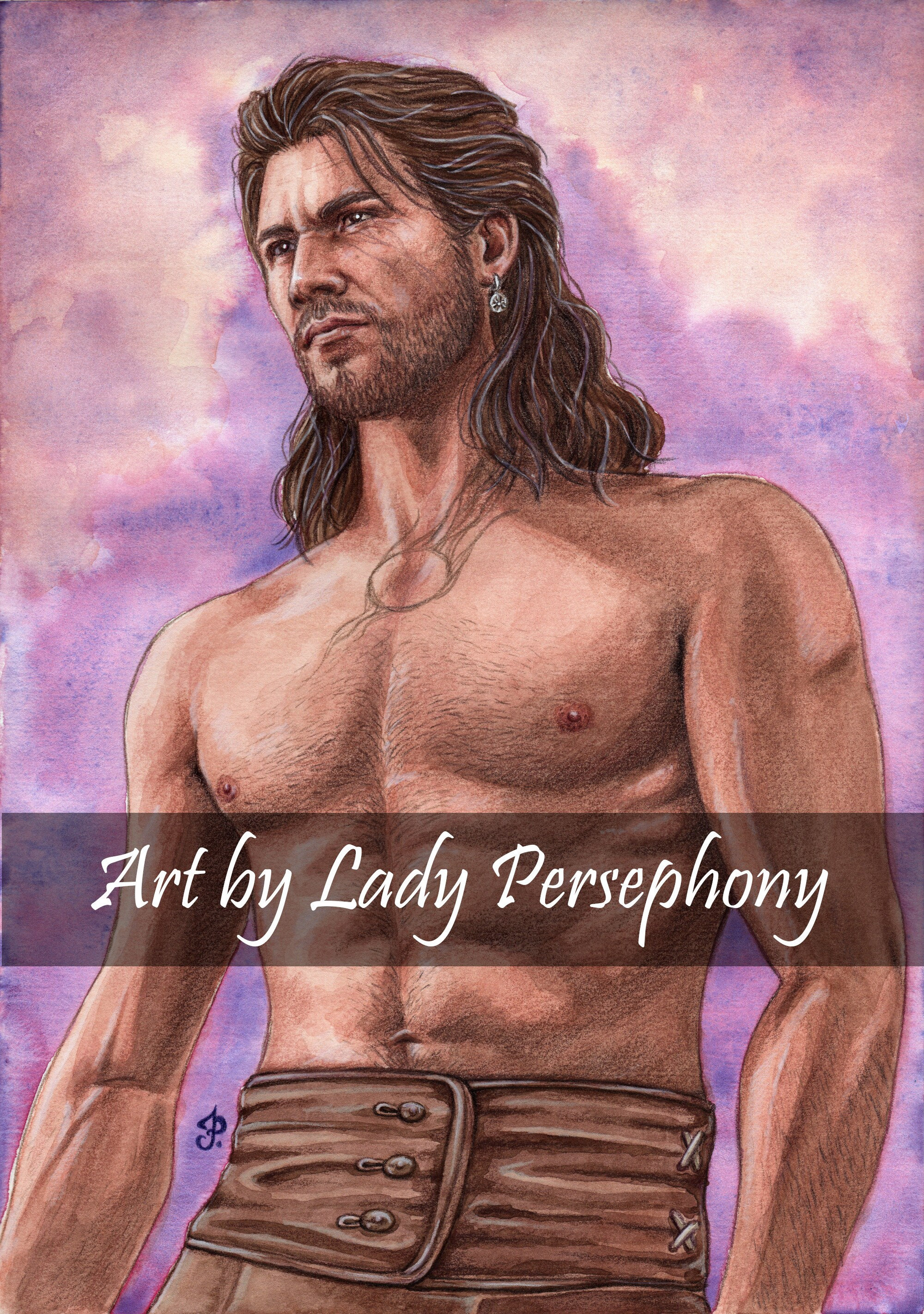 Gale Dekarios of Waterdeep shirtless Fine Art Print 1 || Watercolor art, painting, drawing, portrait, fanart, print, Baldur's Gate 3