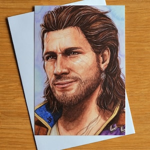 Coup de vent Dekarios of Waterdeep, impression d'art 4 cartes postales || Aquarelle, peinture, dessin, portrait, fanart, impression, Baldur's Gate 3