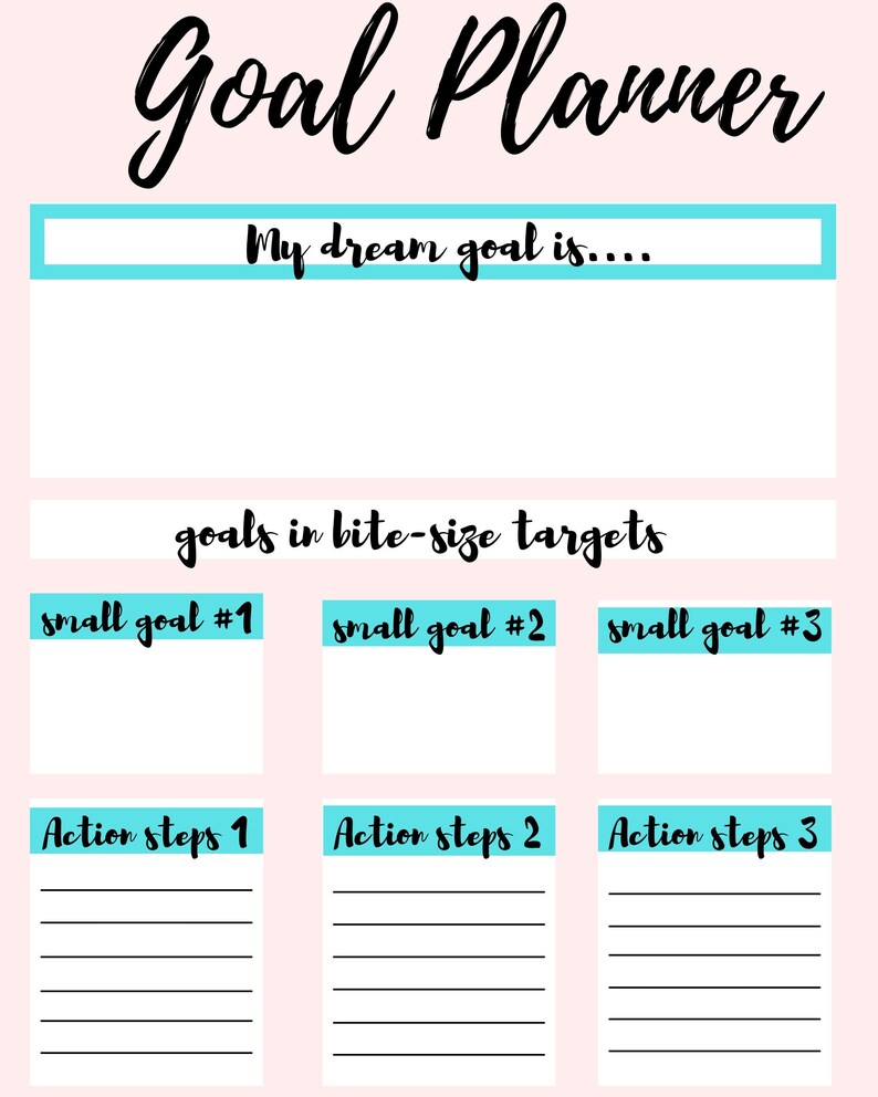 Goal Setting Template Printable Goal Setting Board Template Etsy