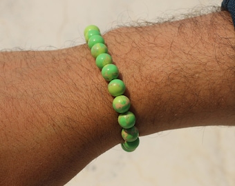 Lime Sea Sediment Jasper Bracelet, Imperial Jasper Bracelet, 6mm,8mm,10mm Beads Stacking Bracelet Bracelet, Men Bracelet, Women Bracelet