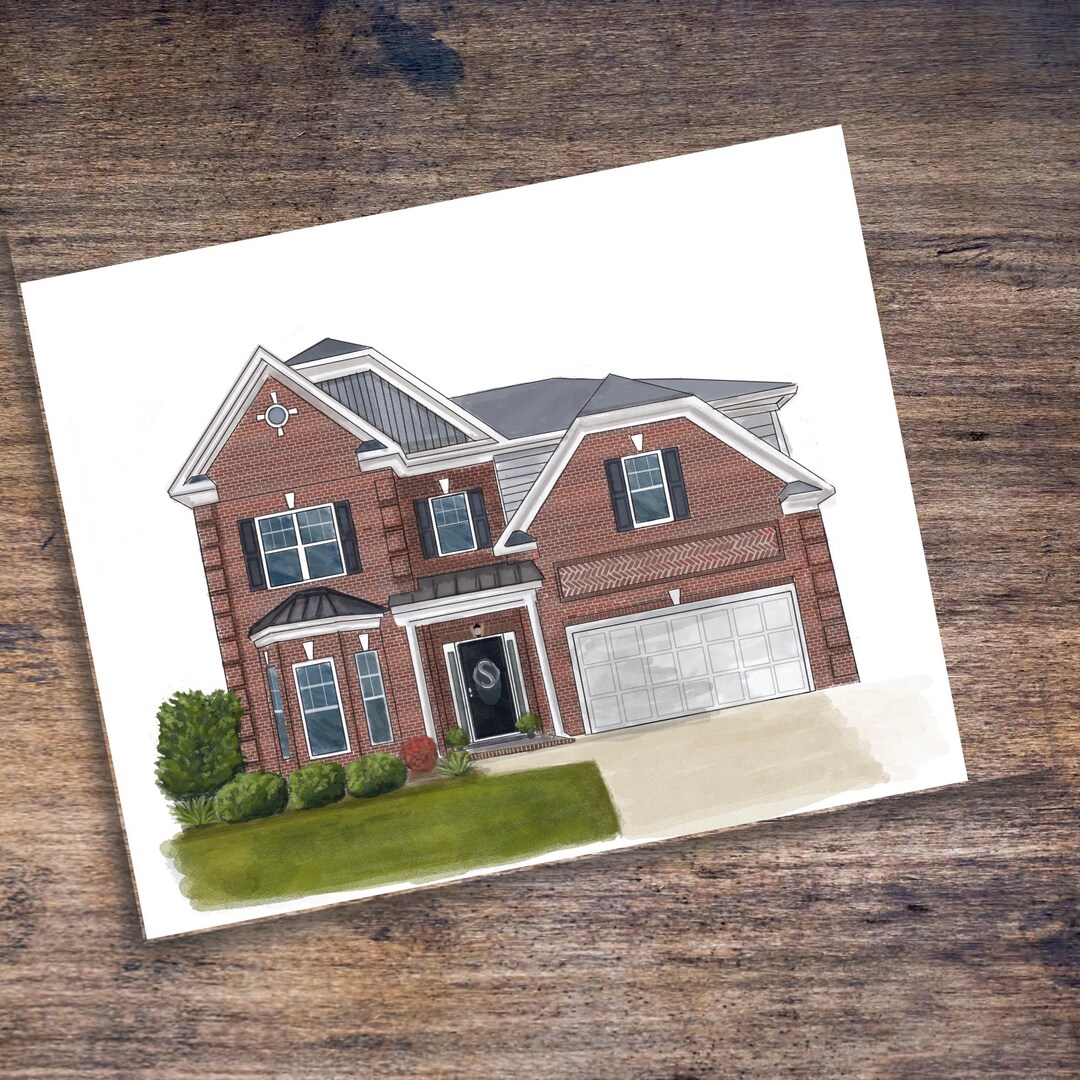 Custom Hand Drawn House Portrait Art Prints– Personalized Gift for ...
