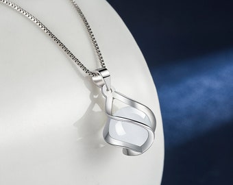 Piedra de cuentas de cristal natural, ágata de ópalo, collar colgante, joyería de moda, Día de San Valentín, vacaciones, cumpleaños, graduación, regalo de aniversario