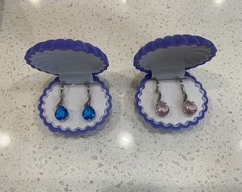 Plata de ley, pendientes de gota de agua, regalo para ella, joyas Super Flash, rosa, circón de cristal azul, venta caliente, regalo de San Valentín