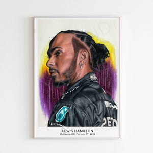 Lewis Hamilton Mercedes-AMG Petronas F1 2024 Portrait Print with Background