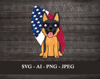 German Shepherd Independence Day Digital Vinyl Decal for Car, Laptop, Cell Phone, Water Bottle, Journal, T-shirts, Stickers SVG
