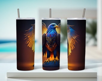 Unleash Magic with our Mystical Eagle Tumbler Wrap - Sublime Designs for 20oz Straight Skinny Tumblers!
