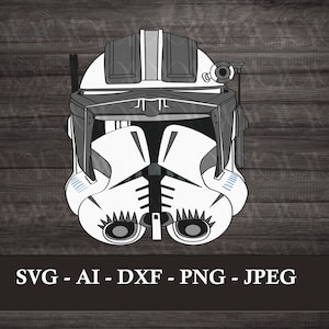 Imperial Commander Cody Helmet Clone Digital Vinyl Decal for Car, Laptop, Cell Phone, Water Bottle, Journal, T-shirts, Stickers SVG