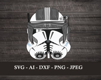 Imperial Commander Cody Helmet Clone Digital Vinyl Decal for Car, Laptop, Cell Phone, Water Bottle, Journal, T-shirts, Stickers SVG
