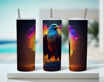 Soar in Style with our Vibrant Eagle Tumbler Wrap - Sublimation Designs for 20oz Straight Skinny Tumblers!
